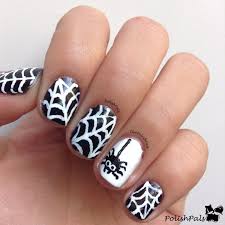 To make your spider web art a little more attractive, you could simply use glittered nail paint, which shouldn't be very dark. Black Spider Web Nail Designs