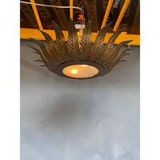 Excellent service · huge selection · free shipping · low prices Large Gilt Metal Sunburst Flush Mount Ceiling Fixture Chairish