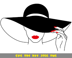 Fasion Girl In Black Hat Svg Dxf Png Pdf Jpg Files Etsy Dxf Digital Paper Etsy Help