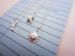 Silver Sun Moon Star Friendship Necklaces Set Of By Jacandelsie Friend Necklaces Best Friend Necklaces Friendship Necklaces