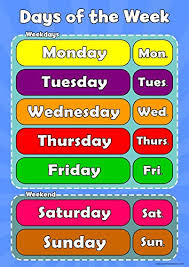 Wisdom Learning Days Of The Week Learn Childrens Wall Chart Educational Childs Poster Art Print Wallchart