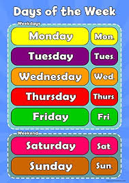 wisdom learning days of the week learn childrens wall chart educational childs poster art print wallchart