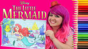 Little mermaid coloring pages for kids you can print and color. Coloring Ariel The Little Mermaid Disney Giant Coloring Book Page Colored Pencils Kimmi The Clown Youtube