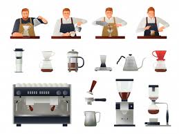 فوطة باريستا من شركة edo مع مشبك. Barista And Coffee Set Free Vector On Freepik