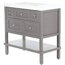 Check spelling or type a new query. Glacier Bay Ashland 37 In W X 19 In D Bathroom Vanity In Taupe Gray With Cultured Marble Vanity Top In White With Marble Vanity Tops White Sink Marble Vanity