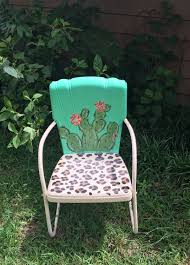 Painted Metal Chair Cheetahprint Cactus Painted Metal Chairs Metal Lawn Chairs Vintage Metal Chairs