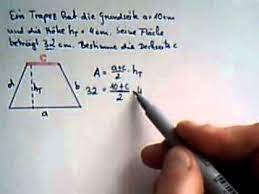 A = 1 2 ⋅ h ⋅ ( a 1 + a 2) Trapez Formel Umstellen Youtube
