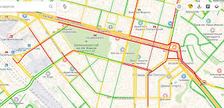 Те участки, которые выделены красным цветом означают наличие дорожных заторов. V Kieve Obrazovalis Probki Iz Za Akcii Avtomobilistov Kotorye Trebuyut Snizit Ceny Na Benzin