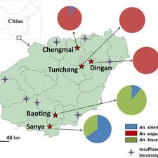 A Map Of Anopheles Mosquito Sampling Sites In Hainan Island