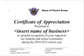 Certificate Of Appreciation Pta School Certificate Of Appreciation Names Of Presidents
