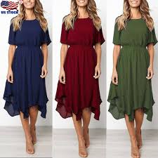 Sleeve Length Short Sleeve Exact Material Polyester Pattern Type Solid Color Size Chart Colors May Short Sleeve Summer Dresses Chiffon Midi Dress Dresses