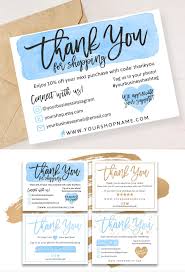 Blue Small Business Thank You Card Thank You For Shopping Etsy In 2020 Business Thank You Cards Business Thank You Thank You Card Template