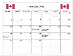 February 2019 Calendar With Canada Holidays Free Printable Calendar Templates February Calendar Holiday Calendar Canada Calendar