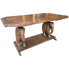 Multi color elephant design inlaid coffee table marble side table top 18 inches. Andrianna Shamaris Antique African Elephant Base Coffee Table For Sale At 1stdibs