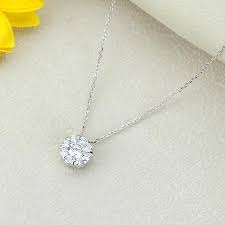 Platinum Plated Sterling Silver Diamond Simulant Necklace Cz Etsy Silver Diamond Necklace Silver Diamonds Sterling Silver Wedding Rings