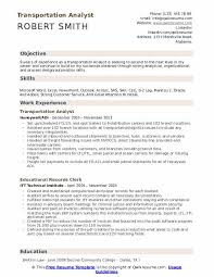 transportation analyst resume samples