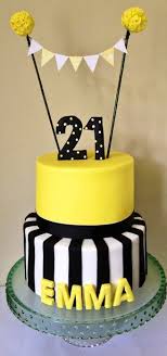Black And White Birthday Cakes For Her Yellow Black And White 21st Cake 21st Birthday Cakes 21st Cake Yellow Birthday Cakes