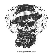 Skull Creator Skull Cloud Illustration Bearded Skull Tattoo