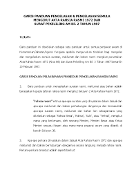 Garis Panduan Pengelasan Dan Pengelasan Semula Mengikut Akta Rahsia Rasmi 1972 Dan Surat Pekeliling Am Bil 2 Tahun 1987
