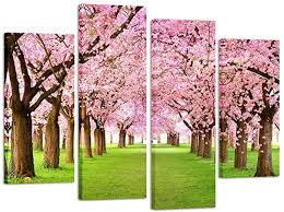 Cherry blossom canvas wall art. Amazon Com Kreative Arts 4 Pieces Large Cherry Blossom Trees Photo Canvas Wall Art Spring Pink Forest Picture Framed Artwork Wall Decoration Ready To Hang Posters Prints