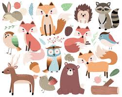 Woodland Forest Animals Clip Art 26 300 Dpi Vector Png Etsy In 2020 Cute Animal Illustration Cute Animal Drawings Animal Illustration