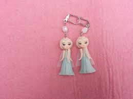Earrings Elsa Frozen in Fimo, Polymer Clay