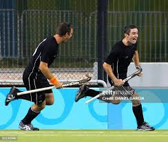 New Zealand's Phillip Burrows and Hayden Shaw celebrate after scoring...  News Photo