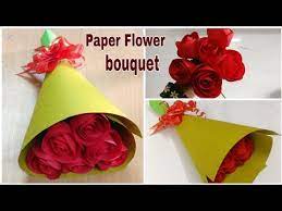 How To Make Paper Rose Flower Bouquet Diy Paper Craft Youtube Paper Bouquet Diy Paper Flower Bouquet Diy Paper Flower Bouquet