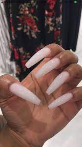 Zakia Chanell Long Acrylic Nails White Acrylic Nails Long Nails