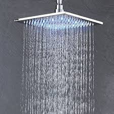 Senlesen Bathroom 10 Inch Square Led Light High Pressure Rainfall Shower Head Replacement Chrome Best Shower Heads Usa