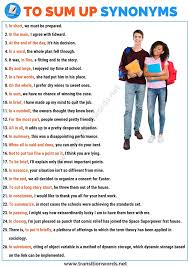 Other Ways To Say To Sum Up List Of 25 Synonyms For To Sum Up With Esl Pictures Transition Wor Transition Words Other Ways To Say List Of Transition Words