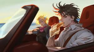 Begin your journey into a world of anime with our jojo's bizarre adventures collection of fanart cursors. Jojo Caesar Anthonio Zeppeli And Joseph Joestar On Car Anime Hd Wallpaper Peakpx