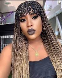 Braided Wig With Bangs In 2021 Braids Hairstyles Pictures Short Box Braids Hairstyles Cool Braid Hairstyles