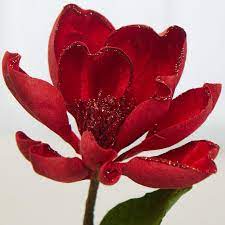 The magnolia is one the the oldest flowering trees know to mankind, and prized worldwide for their flowers and forms. Faux Deep Red Magnolia Bloom Stem Picks Sprays Floral Supplies Craft Supplies Factory Direct Craft