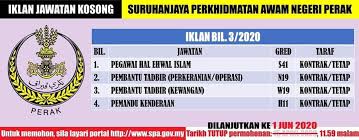 Selain itu ada info lain mengenai jawatan kosong terkini 2020 tak hanya daftar spa kedah, disini juga ada berbagai macam kerja kosong. Jawatan Kosong Profesion Agama Islam Tarikh Tutup 1 Jun Tarikh Tutup Permohonan Jawatan Kosong Spa Perak Iklan Bil 3 2020 Dilanjutkan Ke 1 Jun 2020 Permohonan Hendaklah Dibuat Secara Online Atas Talian Dengan