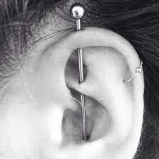 Reverse Industrial Done By Me Cute Ear Piercings Unique Cute Ear Piercings Piercings Unique Cool Ear Piercings