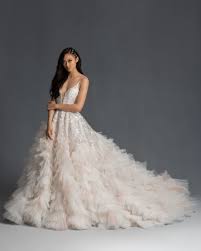 Hayley Paige Spring 2020 Max Ball Gown With Spaghetti Straps Plunging Neckline Wedding Dress With Feathers Ruffle Wedding Dress Sheath Wedding Dress Lace