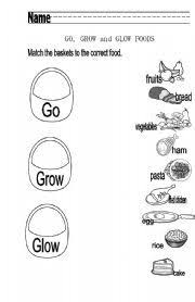 english worksheet go grow and glow foods 1st grade