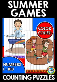 Summer Games Center Counting To 100 Kindergarten Practice Math Puzzles Counting Puzzles Early Childhood Math Maths Puzzles
