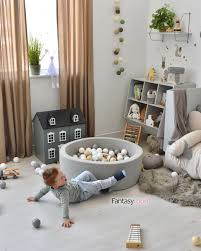 Ballebad In Grau Beige Fur Ein Kinderzimmer In Naturtonen Beige Kinderzimmer Kinderzimmer Kinder Zimmer