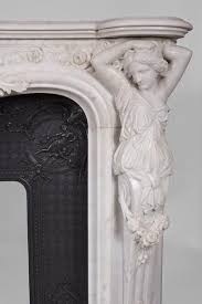 Exceptional Antique Napoleon 3 Fireplace With Caryatids In White Carrara Marble Marble Architectural Antiques Carrara Marble Carrara