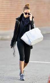 Nicole Richie Gym Look Leather Jacket Black Nike Sneakers Outfit Chic Sneakers