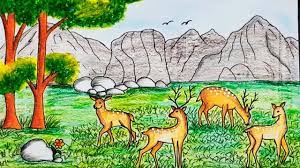 1300x844 drawing forest with animals 3 ways to draw a forest. How To Draw Forest Scenery With Animals Step By Step Nurserydrawingtv Youtube
