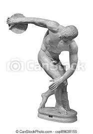 An ancient marble statue showing a discus thrower. Discus Thrower Discobolus A Part Of The Ancient Olympic Games A Roman Copy Of The Lost Bronze Greek Original Isolated On Canstock