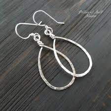 Sterling Silver Hammered Teardrop Earrings Hammered Silver Jewelry Silver Jewelry Diy Silver Jewelry Earrings