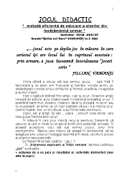 Se împarte clasa în două grupe egale ca număr. Doc Jocul Didactic Si Rolul Lui Formativ Mihalea Nicoleta Academia Edu