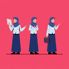 Muslim Business Woman Character Illustration Vector