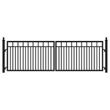 Mighty Mule St Augustine 12 Ft W X 5 Ft H Powder Coated Steel Single Driveway Fence Gate G1512 Kit The Home Depot Driveway Gate Driveway Fence Driveway