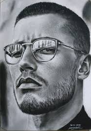 Powdered graphite and water with 4B pencil.