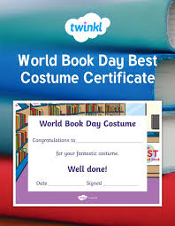 An Editable Certificate For The Best Costume At World Book Day Print Off The Certificate And Award To The Chil World Book Day Costumes Book Day Costumes Books